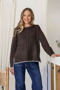 Miss Marlow Contrast Cabled Blanket Stitch Knit 