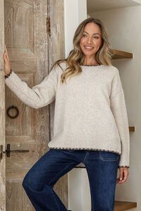 Miss Marlow Contrast Cabled Blanket Stitch Knit 