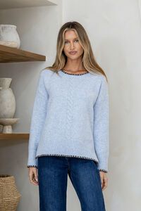 Miss Marlow Contrast Cabled Blanket Stitch Knit 