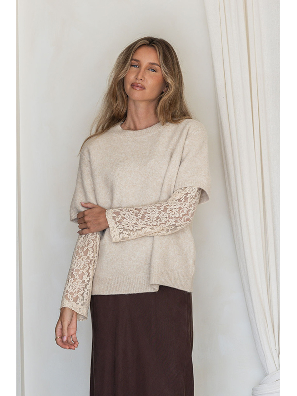 Miss Marlow Lace Sleeve Layer Knit