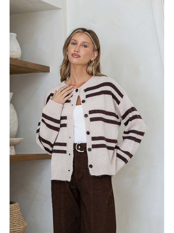 Miss Marlow Phoenix Button Stripe Cardi