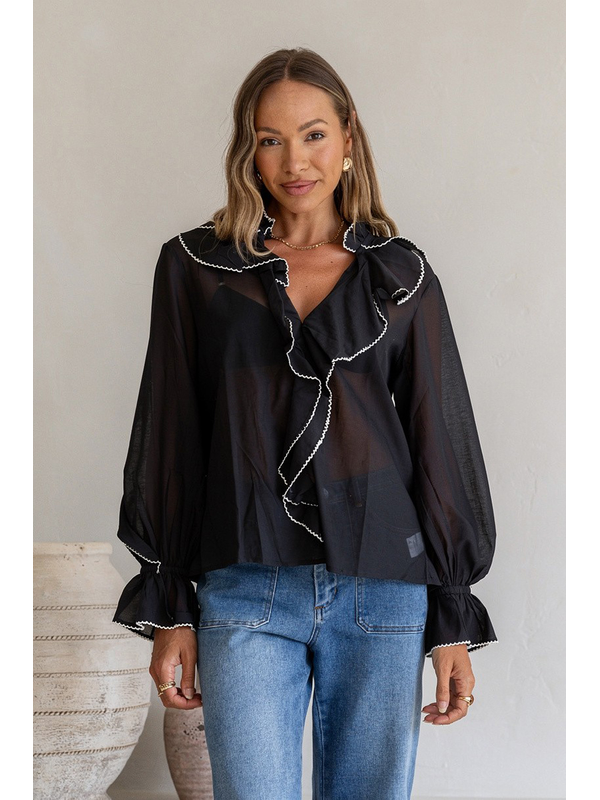 Joop & Gypsy Embroidered Ruffle Top