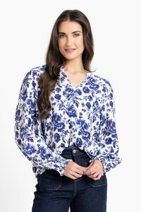 Leila + Luca Blue Floral Movement Blouse 