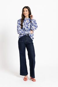 Leila + Luca Blue Floral Movement Blouse 