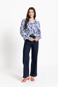 Leila + Luca Blue Floral Movement Blouse 