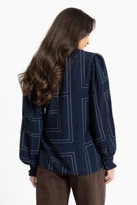 Leila + Luca Navy Geo Movement Blouse