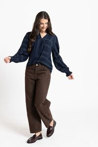Leila + Luca Navy Geo Movement Blouse