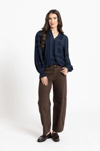 Leila + Luca Navy Geo Movement Blouse