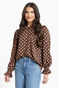 Seeking Lola Pink Polka Harper Top