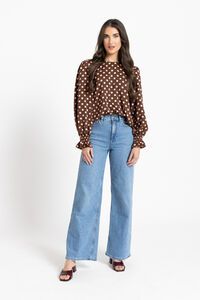 Seeking Lola Pink Polka Harper Top