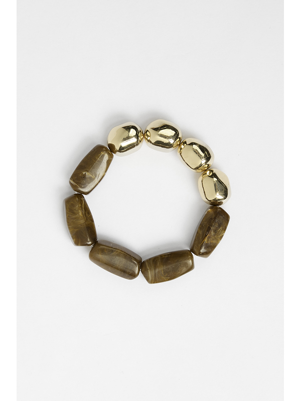 Stella + Gemma Bracelet Tigers Eye Brown and Gold Beads