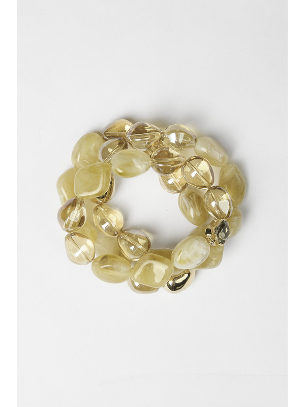 Stella + Gemma Bracelet Smokey Amber And Gold Chunky Beads Set 3