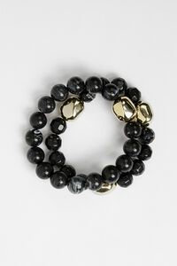 Stella + Gemma Bracelet Black Agate And Gold Bead Set 2