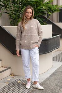 QQ Fashion Small Heart Crew NK Knit 