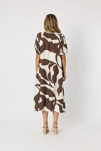 Clarity Bay Leaf Print Midi Dress