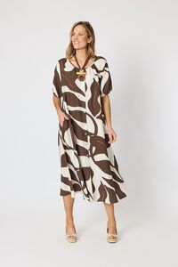 Clarity Bay Leaf Print Midi Dress