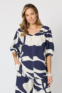 Clarity Bay Leaf Print Top