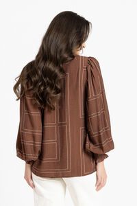 Leila + Luca Caramel Geo LS Movement Blouse