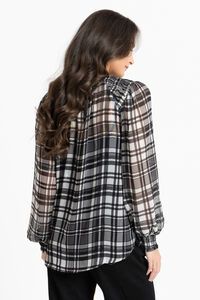 Seeking Lola Black Lurex Check Honeycombe Blouse