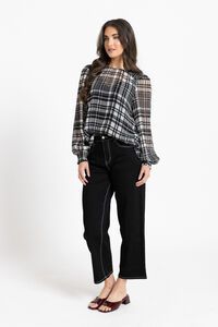 Seeking Lola Black Lurex Check Honeycombe Blouse