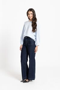 Seeking Lola Blue Stripe Brilliance Blouse