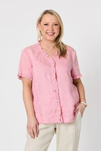 Gordon Smith Audrey Ruffle Detail Linen Top