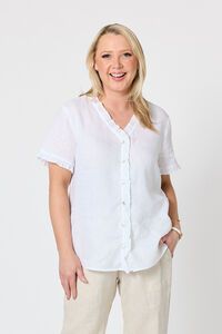 Gordon Smith Audrey Ruffle Detail Linen Top