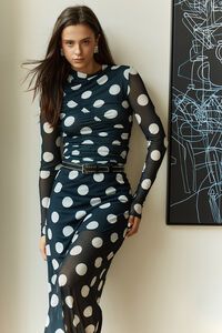 Sass Pammie Seamed Mesh Spot Top