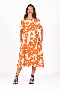 Deeanne Hobbs Flowline Inkblot Floral Orange Dress