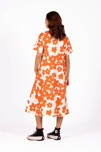Deeanne Hobbs Flowline Inkblot Floral Orange Dress