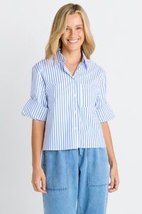 Betty Basics Cropped Poplin Shirt