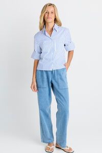 Betty Basics Cropped Poplin Shirt