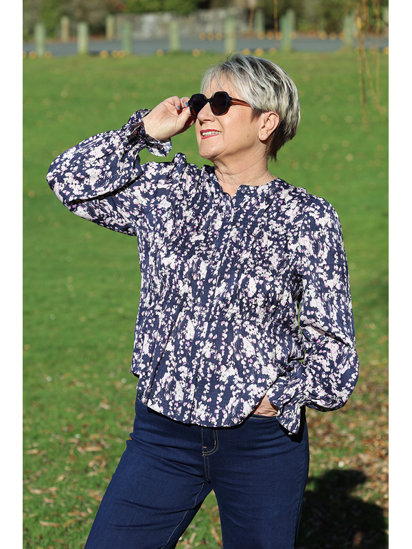 Seeking Lola Navy Wish LS Bonita Top
