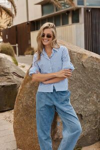 Betty Basics Cropped Poplin Shirt