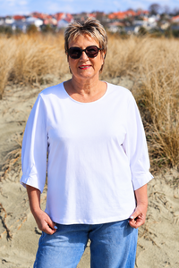 White On Black Pleat Sleeve Top