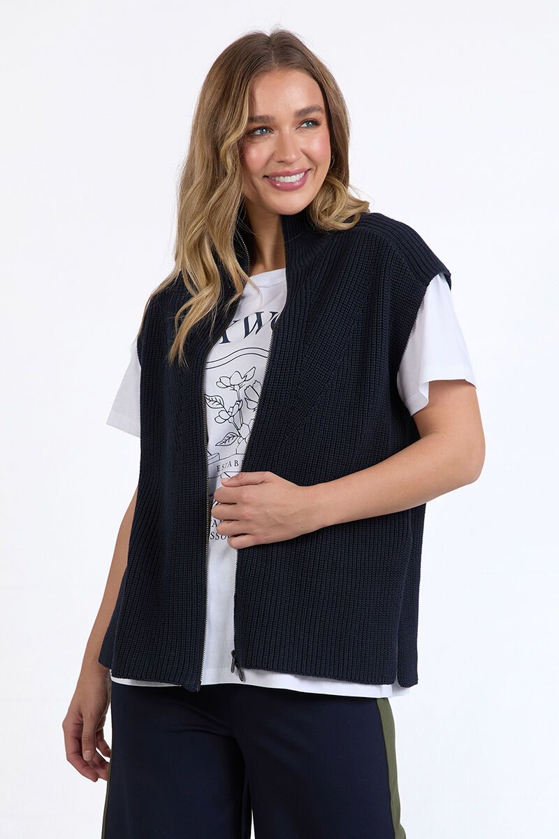 Foxwood Zip Knit Vest - Preen Clothing