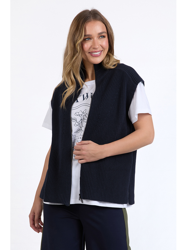 Foxwood Zip Knit Vest - Preen Clothing