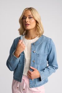 Vassalli Cable Collarless Denim Jacket