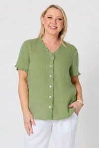 Gordon Smith Audrey Ruffle Detail Linen Top