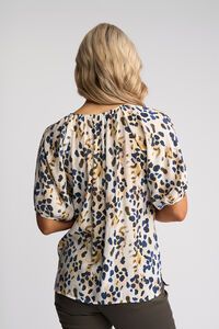 Vassalli Pitch V Neck Floaty Sleeve Top - Leo