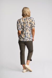 Vassalli Pitch V Neck Floaty Sleeve Top - Leo