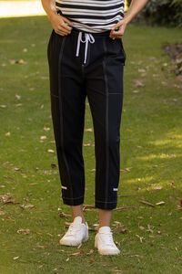 Vassalli Tone Relaxed Contrast Stitching Ankle Grazer Pant 