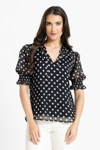 Leila + Luca Black And White Spot Honey Blouse