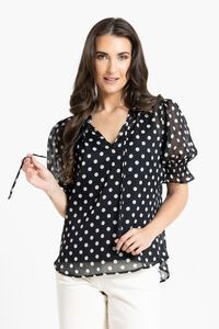 Leila + Luca Black And White Spot Honey Blouse