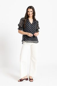 Leila + Luca Black And White Spot Honey Blouse