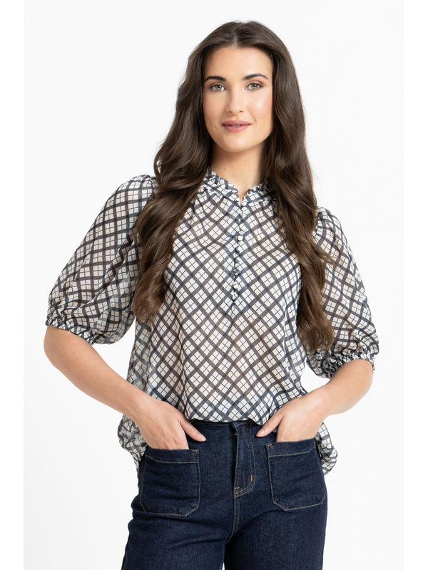 Leila + Luca Ink Check Nina Blouse