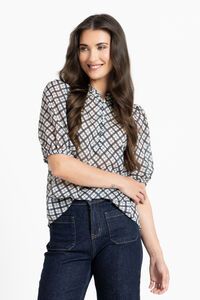 Leila + Luca Ink Check Nina Blouse