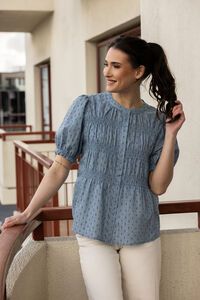 Seeking Lola Denim Shimmer Bonita Top