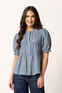 Seeking Lola Denim Shimmer Bonita Top