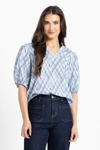 Seeking Lola Denim Check Vacation Top